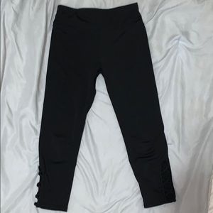 Spandex black Capri cut out sides